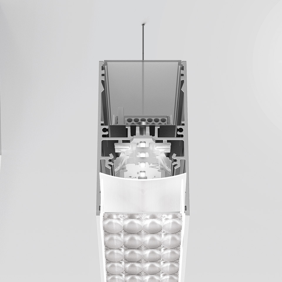 A.39 Suspension/Ceiling - 1482mm - Direct Emission - 3000K - Undimmable - Silver