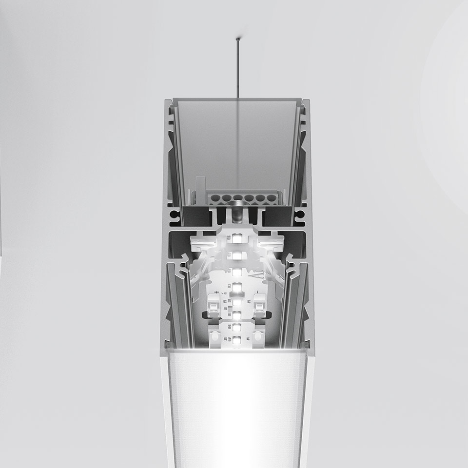 A.39 Sospensione/Soffitto - Modulo Strutturale 2960mm - Emissione Diretta - White Integralis - DALI - Nero