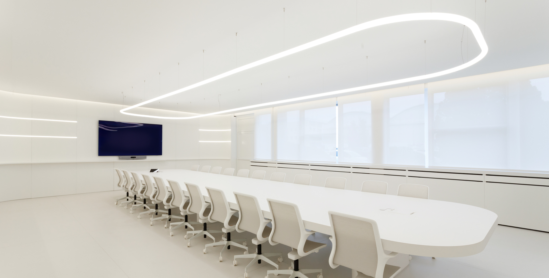 Image of Alphabet of Light System inside a meeting room.