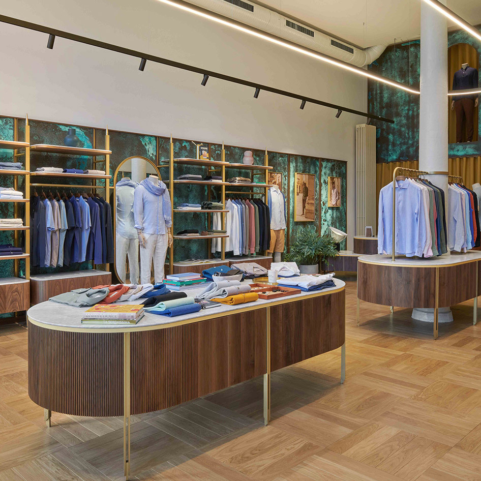 Image of the interior of Luca Faloni's boutique
