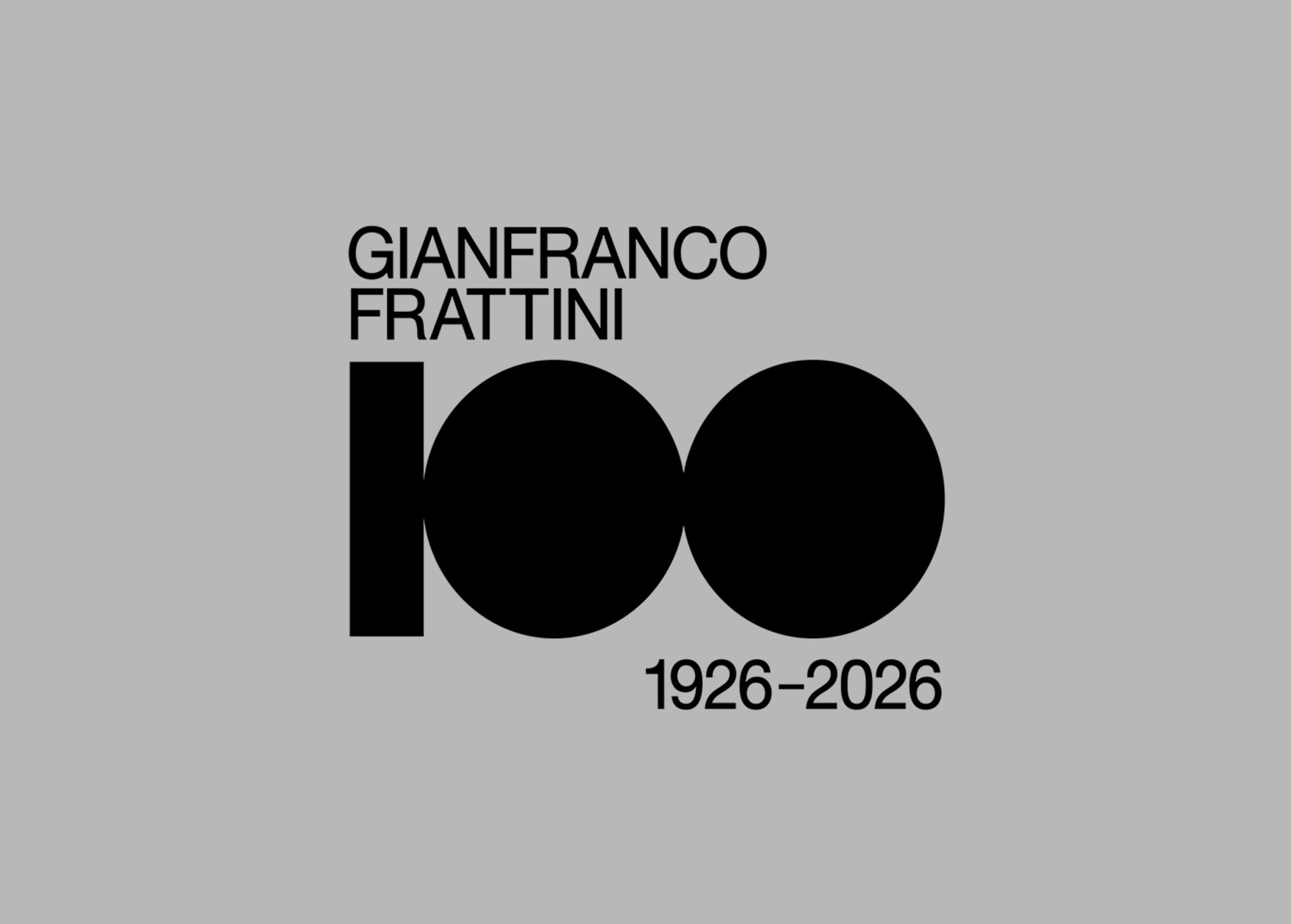 Official banner of the exhibition dedicated to Gianfranco Frattini on the occasion of his centenary.