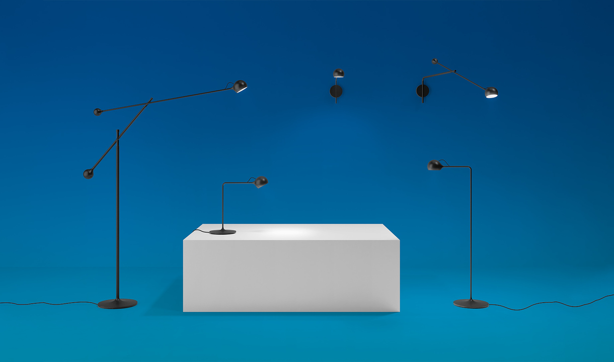 Immagine della famiglia di lampade Ixa: parete, tavolo e terra.