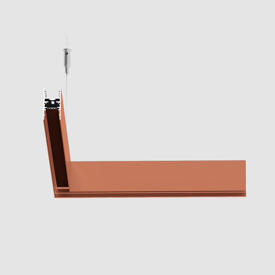 A.24 - Suspension Magnetic Track - 90° Angle (on same plane) - Brushed Copper
