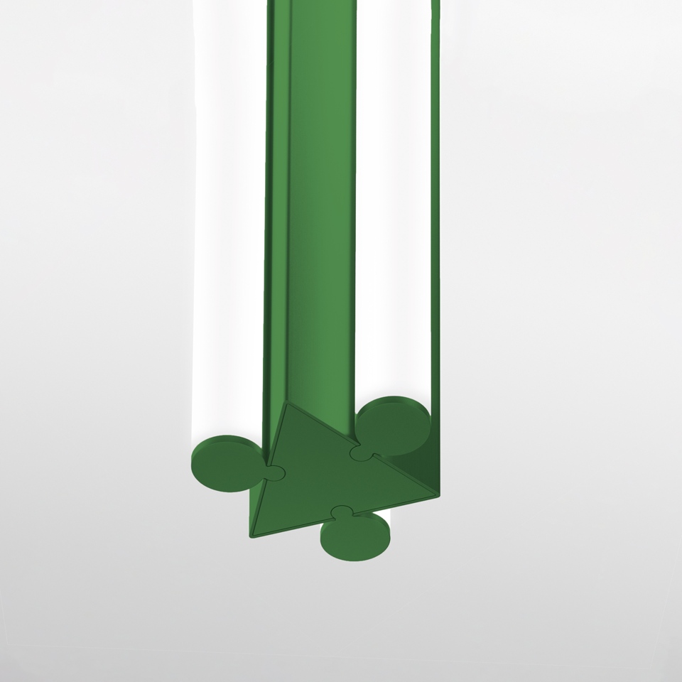 Dreispitz - Sospensione Verticale - 3 Diffused Emission - 120 - Verde