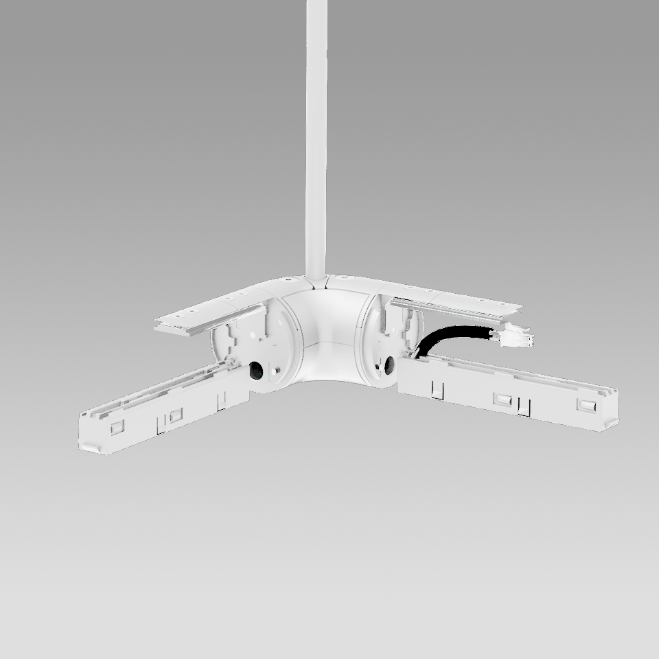 Gople System - Track - 90° Angle with electrical connection - White
